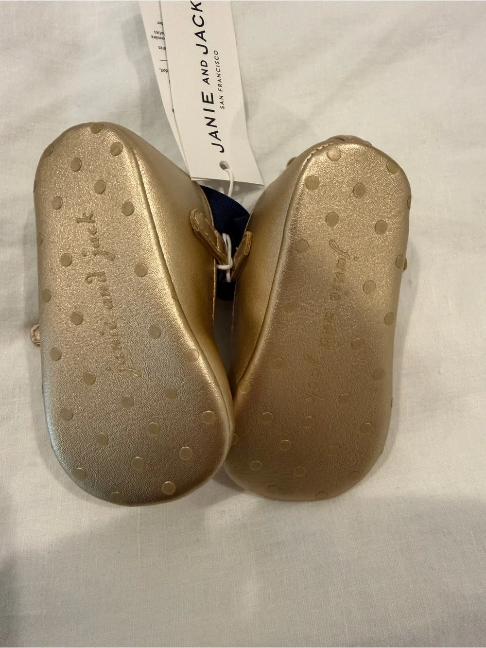 Janie and Jack gold t strap baby shoes NWT sz 6-12m